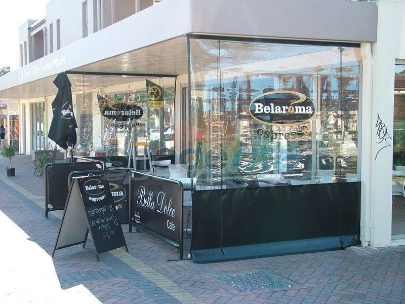 Clear PVC awning / cafe blind installation, Sydney