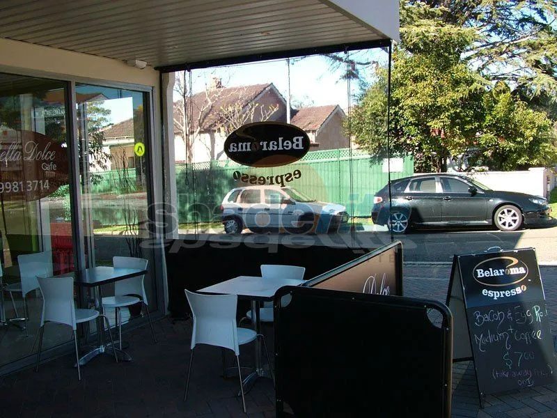 Clear PVC awning / cafe blind installation, Sydney